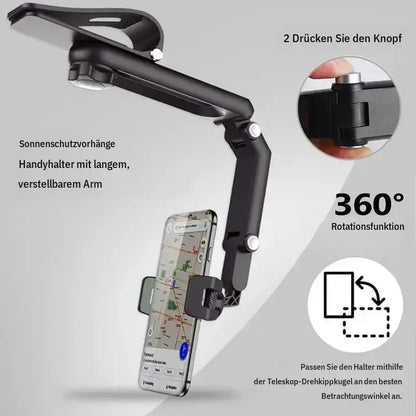 360° Retractable Sun Visor Car Phone Mount Holder