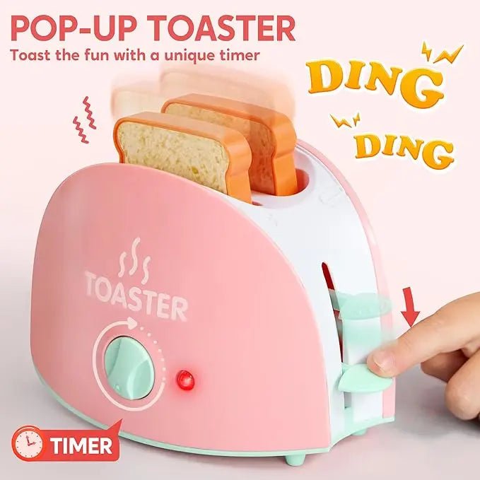 Kids Play Kitchen Appliances Set with Realistic Lights & Sounds