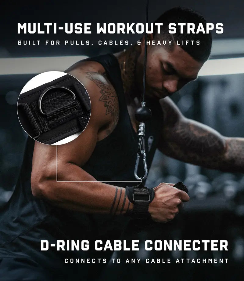 Pro Grip Lifting Straps with Neoprene Wrist Support for Heavy Pulls