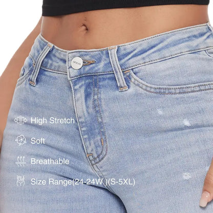 Ultra-Stretchy BBL Fit Wide Leg Denim Jeans with Tummy Control