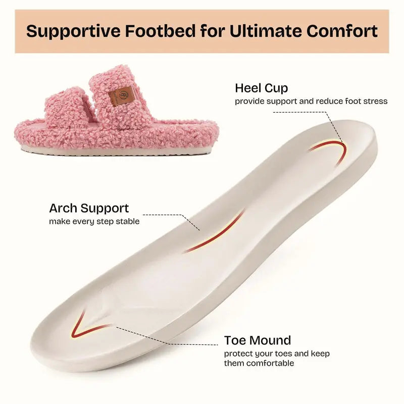 Step into Cloud-Like Comfort with Ultra-Soft Fuzzy Double-Strap Slippers
