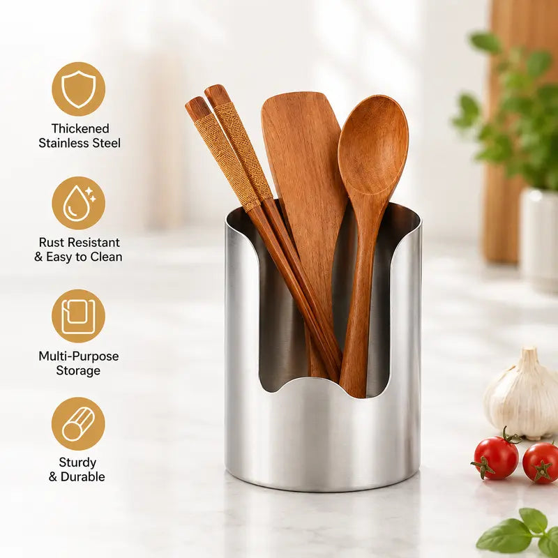 Keep Your Kitchen Neat & Tidy with Premium Stainless Steel Utensil Holder | Buy 1 Get 1 Free