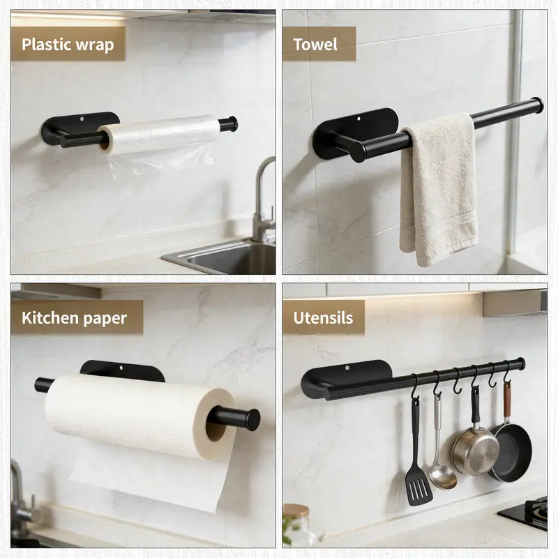 No-Drill Under-Cabinet Stainless Steel Paper Towel Holder for Instant Space-Saving