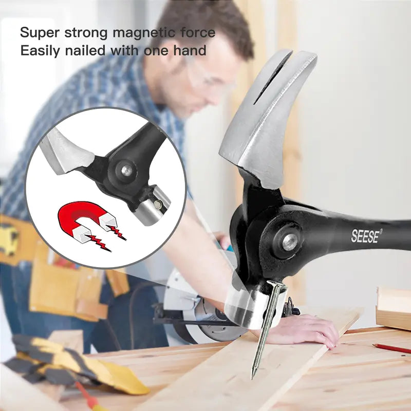 Adjustable Indexing Claw Hammer with Magnetic Nail Starter