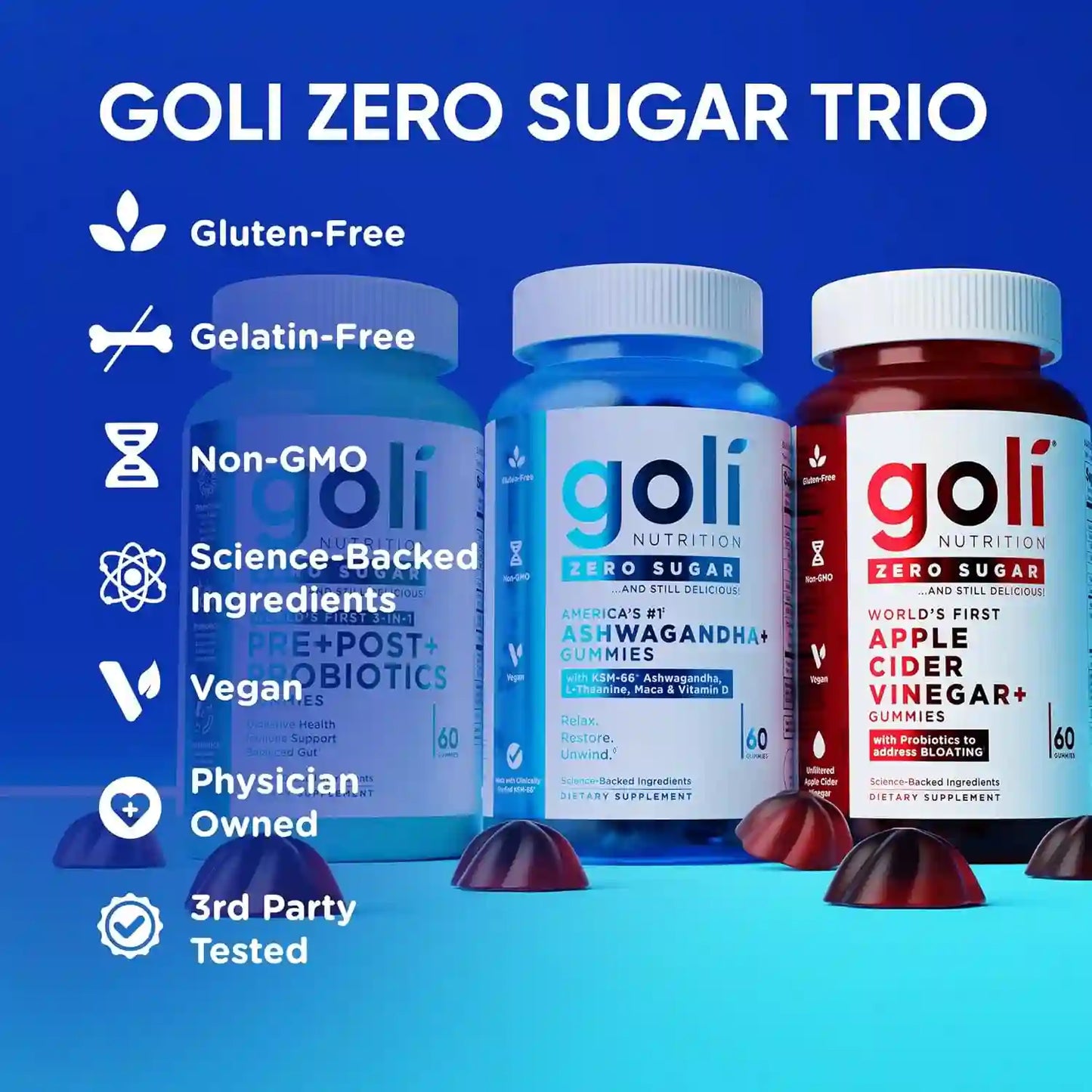 Gummies – Zero Sugar Triple Formula For Complete Gut Health & Stress Relief
