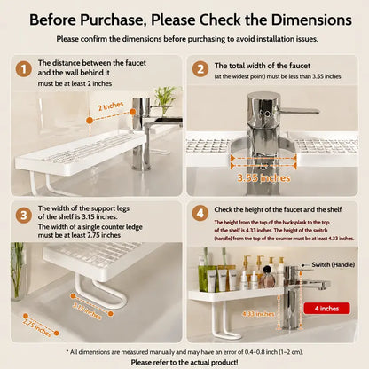 No-Drill Faucet Over-Sink Storage Rack - Instant Countertop Space Saver