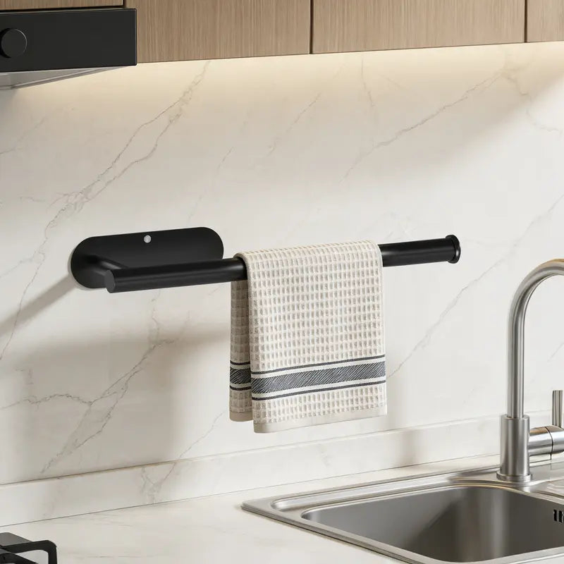 No-Drill Under-Cabinet Stainless Steel Paper Towel Holder for Instant Space-Saving