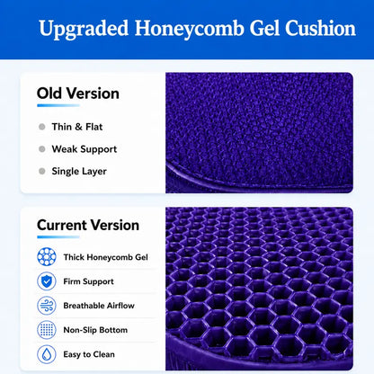 Ergonomic Honeycomb Gel Seat Cushion for Pain Relief & Pressure Release