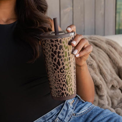 Ceramic-Lined Spill-Proof Leopard Tumbler Cup | Buy 1 Get 1 Free