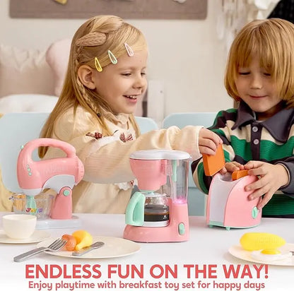 Kids Play Kitchen Appliances Set with Realistic Lights & Sounds
