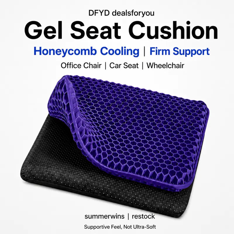Ergonomic Honeycomb Gel Seat Cushion for Pain Relief & Pressure Release
