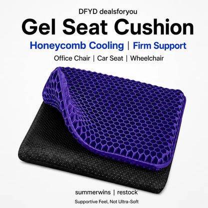 Ergonomic Honeycomb Gel Seat Cushion for Pain Relief & Pressure Release