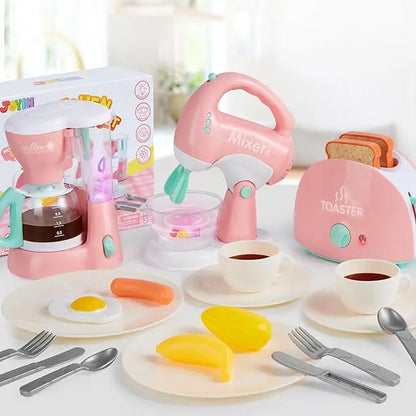 Kids Play Kitchen Appliances Set with Realistic Lights & Sounds