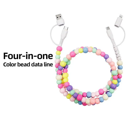 Rainbow Beads 1m 4-in-1 beaded charging cable