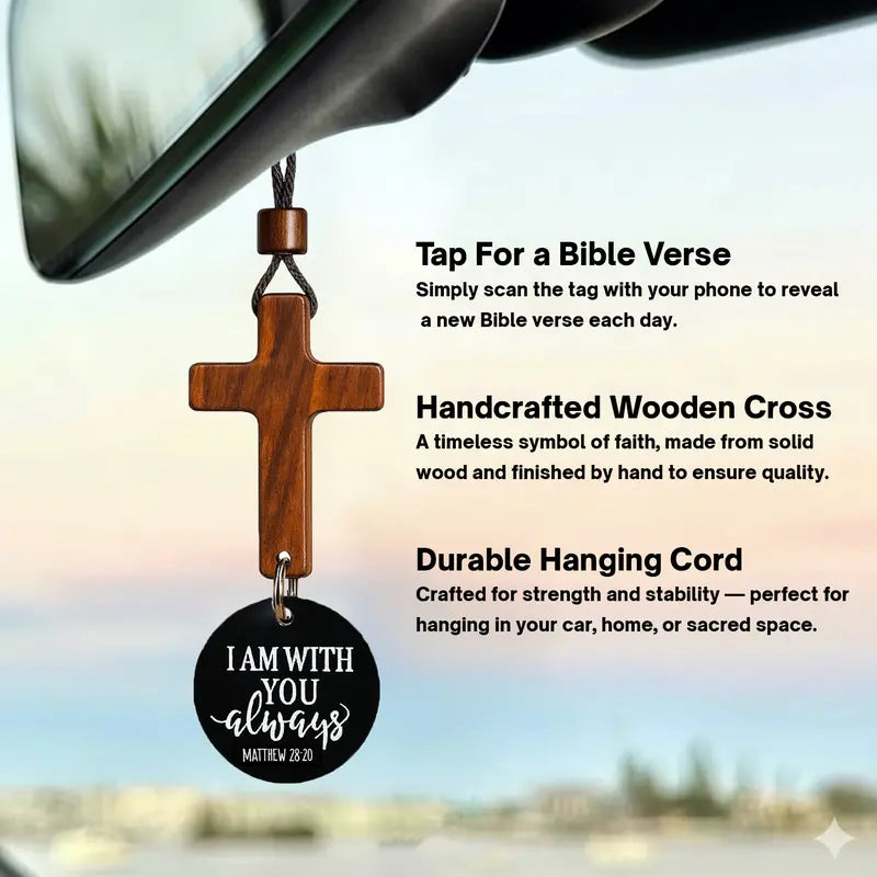 Daily Bible verse rearview mirror cross - original product image