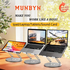 360° Rotating Adjustable Aluminum Laptop Stand - Grey