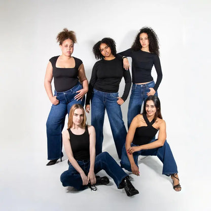 Ultra-Stretchy BBL Fit Wide Leg Denim Jeans with Tummy Control