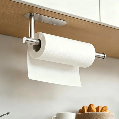 No-Drill Under-Cabinet Stainless Steel Paper Towel Holder for Instant Space-Saving