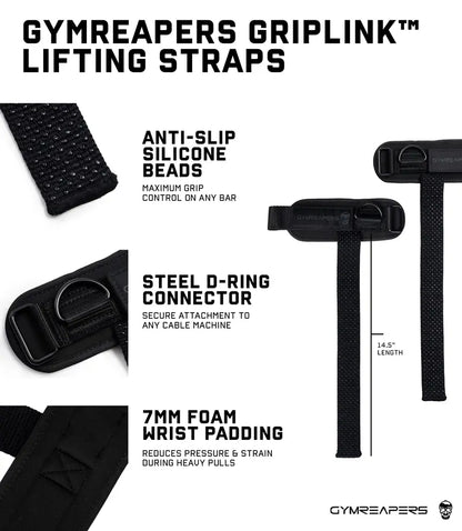 Pro Grip Lifting Straps with Neoprene Wrist Support for Heavy Pulls