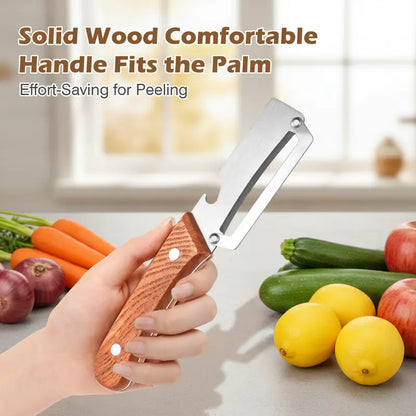 Ultra-Sharp Stainless Steel Peeler with Solid Ergonomic Wood Handle | Buy 2 Get 1 Free