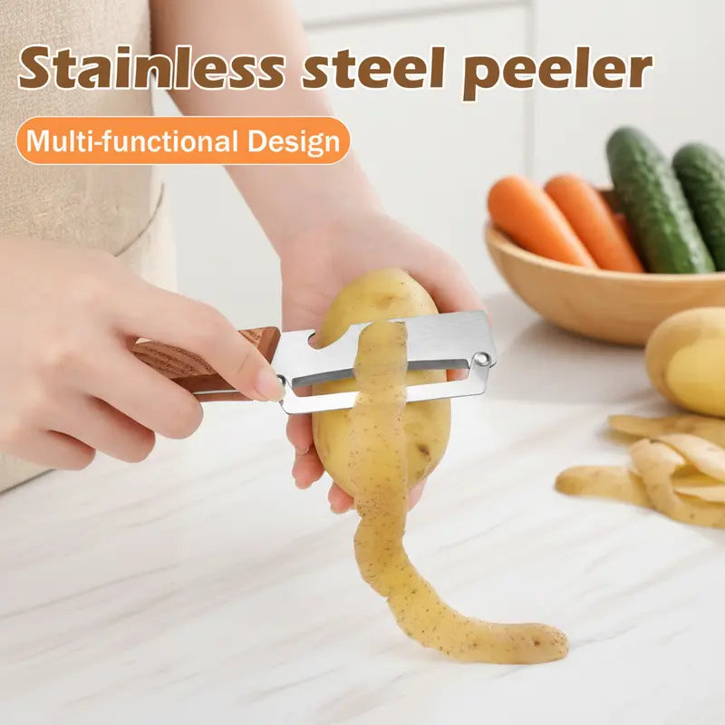Ultra-Sharp Stainless Steel Peeler with Solid Ergonomic Wood Handle | Buy 2 Get 1 Free
