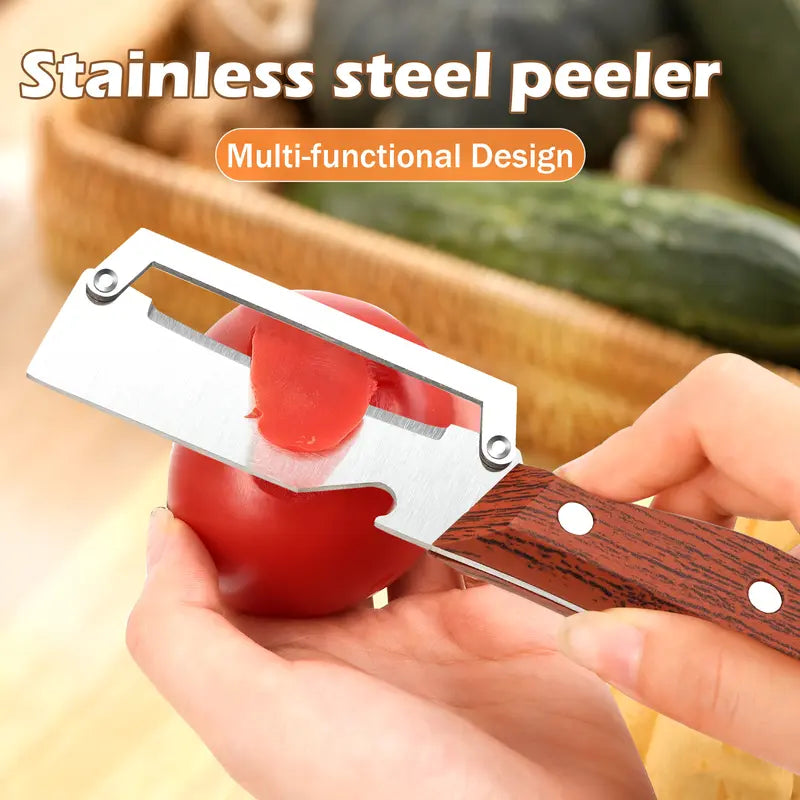 Ultra-Sharp Stainless Steel Peeler with Solid Ergonomic Wood Handle | Buy 2 Get 1 Free