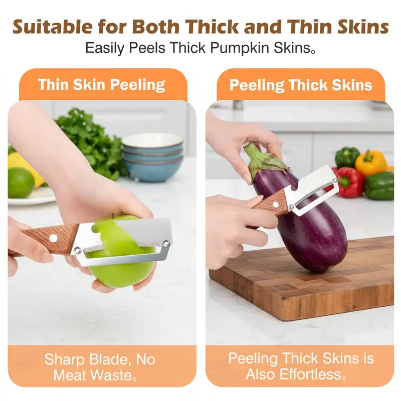 Ultra-Sharp Stainless Steel Peeler with Solid Ergonomic Wood Handle | Buy 2 Get 1 Free