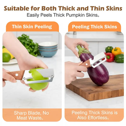 Ultra-Sharp Stainless Steel Peeler with Solid Ergonomic Wood Handle | Buy 2 Get 1 Free