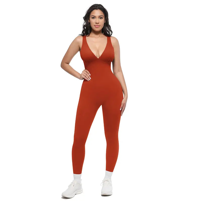 Women's Seamless Tummy Control Jumpsuit Sleeveless Ribbed Bodycon Romper