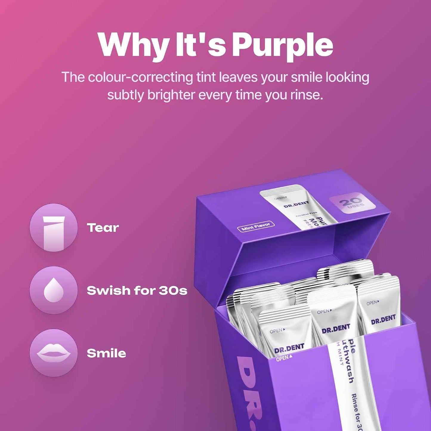 Instant Purple Teeth Whitening Color Correcting Mouthwash