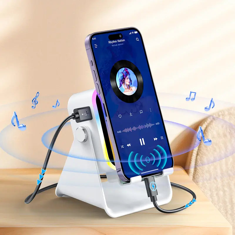 Instant Auto-Induction Speaker & 360° Rotating Phone Stand