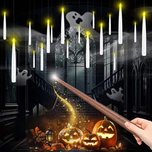 Cast Magic Anywhere: Floating LED Candles with Magic Wand Remote