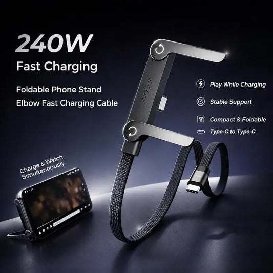 240W Fast Charging Cable with Built-in Invisible Phone Stand