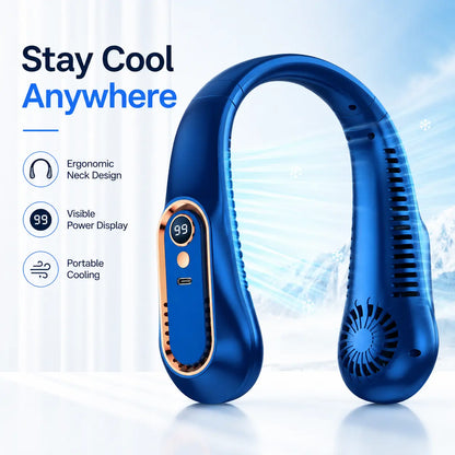 Portable Neck Fan with LED Display & 360° Instant Surround Cooling