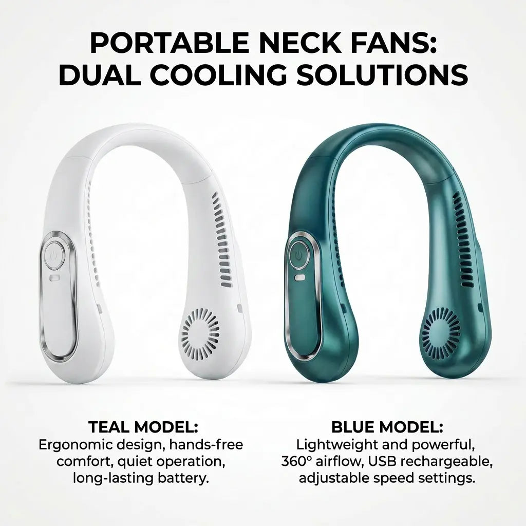 Portable Neck Fan with LED Display & 360° Instant Surround Cooling