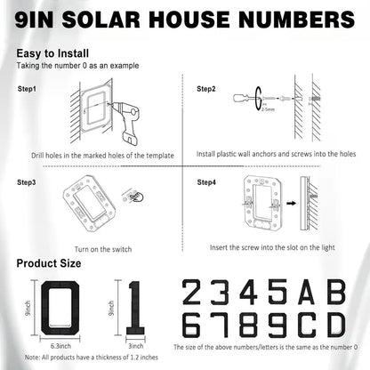 Ultra-Bright 6.7-Inch Solar Lighted House Numbers For High Night Visibility