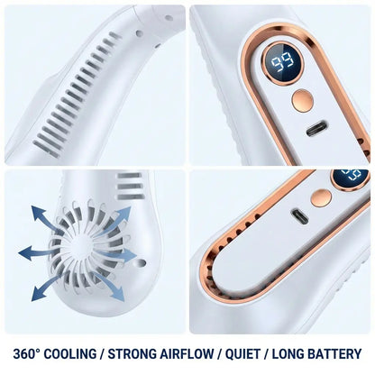 Portable Neck Fan with LED Display & 360° Instant Surround Cooling