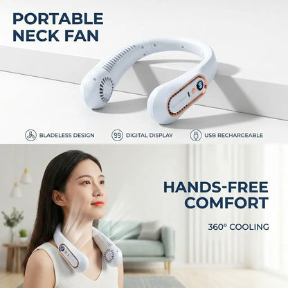 Portable Neck Fan with LED Display & 360° Instant Surround Cooling