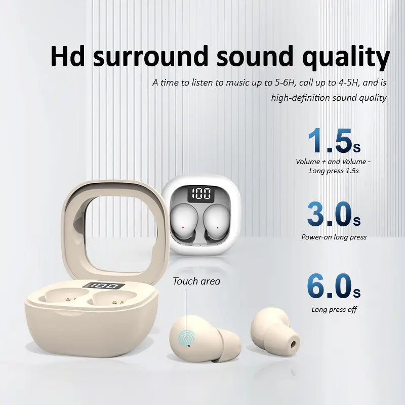 Ultra-Mini Invisible Sleep Earbuds with ENC Noise Cancellation