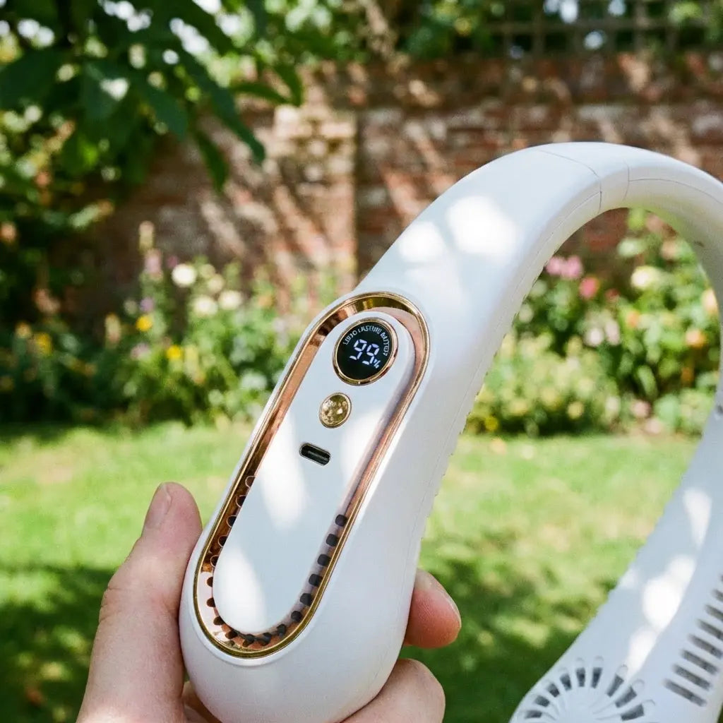 Portable Neck Fan with LED Display & 360° Instant Surround Cooling