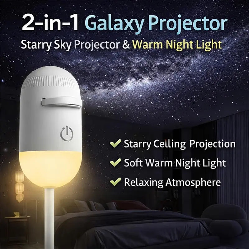 2-in-1 Galaxy Projection & Eye-Caring Night Light