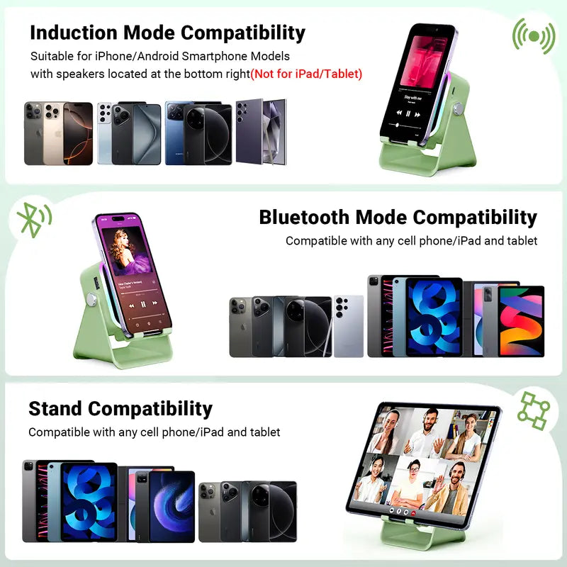 Instant Auto-Induction Speaker & 360° Rotating Phone Stand