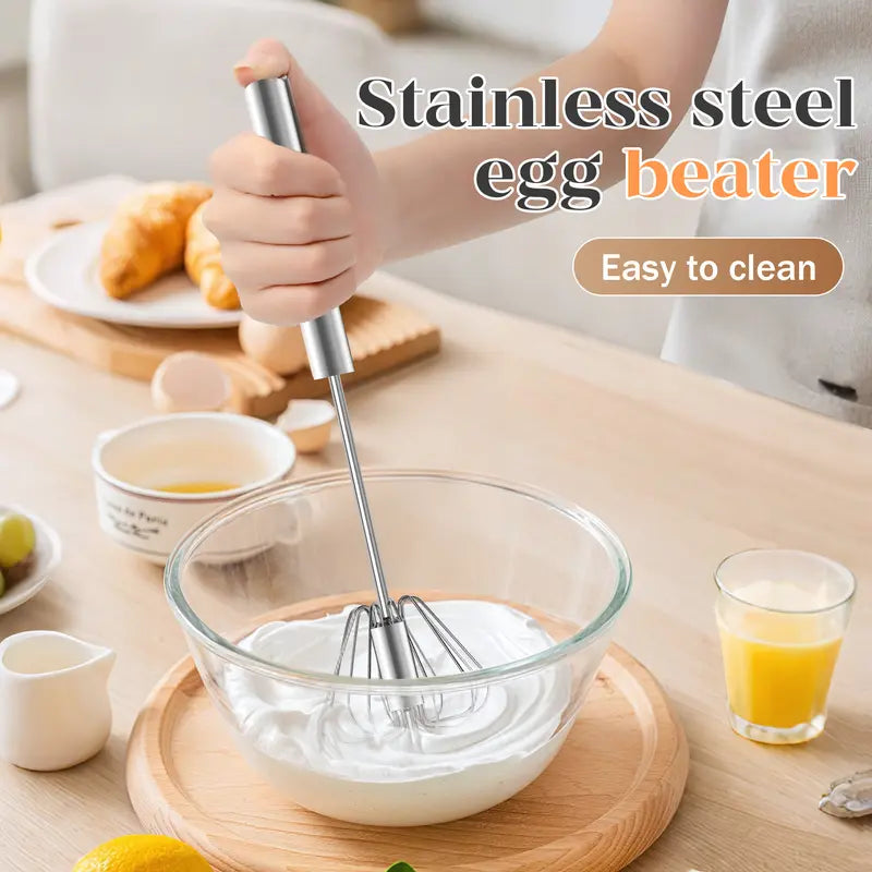 Semi-Automatic Stainless Steel Push Rotary Egg Beater Whisk | Buy 1 Get 1 Free