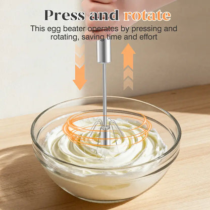 Semi-Automatic Stainless Steel Push Rotary Egg Beater Whisk | Buy 1 Get 1 Free
