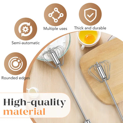 Semi-Automatic Stainless Steel Push Rotary Egg Beater Whisk | Buy 1 Get 1 Free