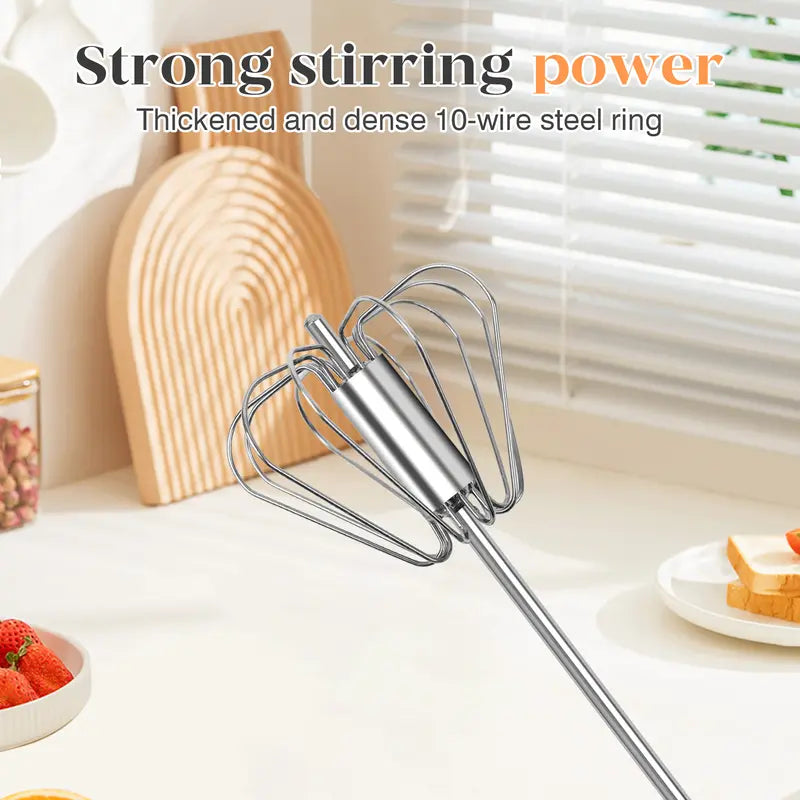 Semi-Automatic Stainless Steel Push Rotary Egg Beater Whisk | Buy 1 Get 1 Free