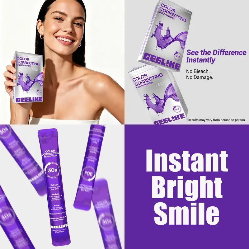 30s Purple Color Correcting Mouthwash Instant Teeth Brightening Travel Pack | Buy 1 Get 1 Free