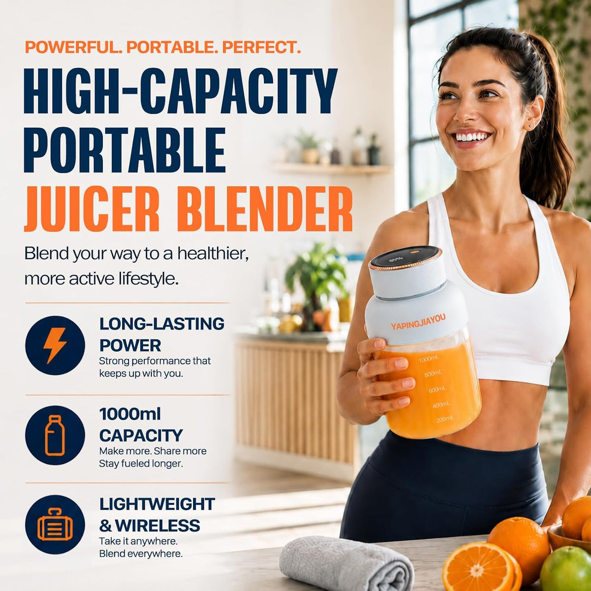 USB Rechargeable Portable Blender blue original photo 3