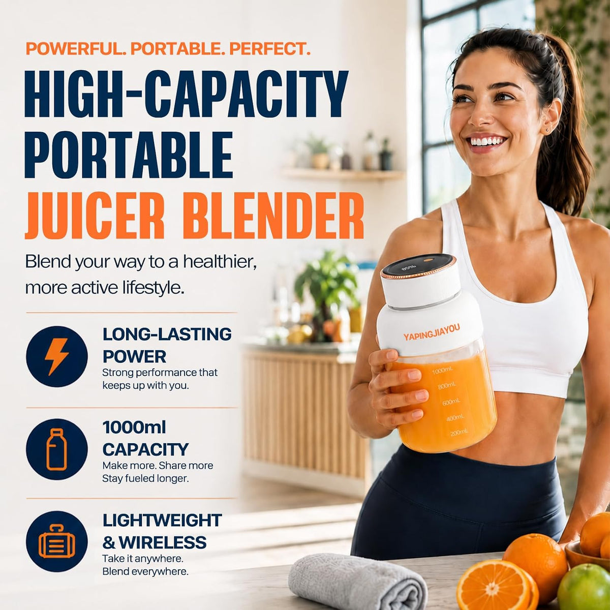 USB Rechargeable Portable Blender white original photo 3