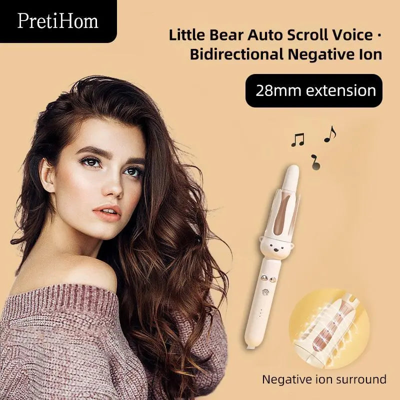 Automatic Rotating Curling Iron Waving Wand for Effortless Salon Curls